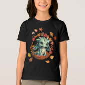 Cute Green Dragon “Autism Awesome Autumn” Design  トライブレンドＴシャツ (正面)
