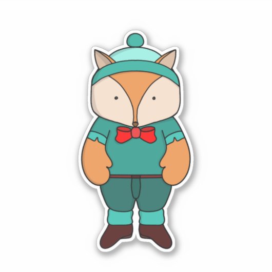 Cute green fox シール (正面)