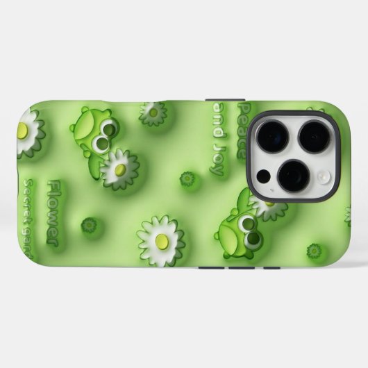 Cute Green Frog & Daisy Phone Case 💚🐸🌼 Case-Mate iPhoneケース (裏面 (横))