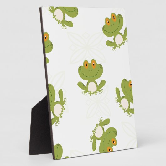 Cute Green Frog Pattern フォトプラーク (側面)