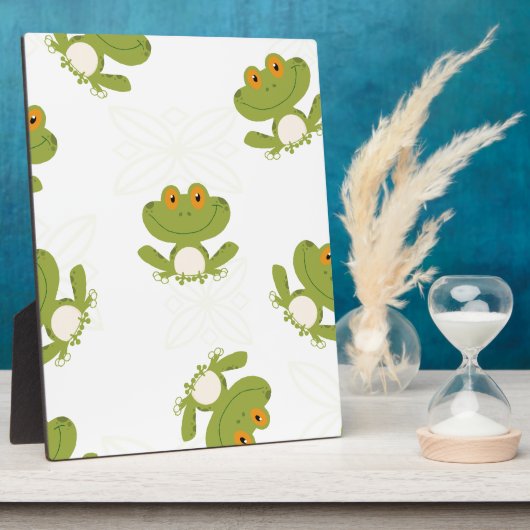 Cute Green Frog Pattern フォトプラーク (側面)