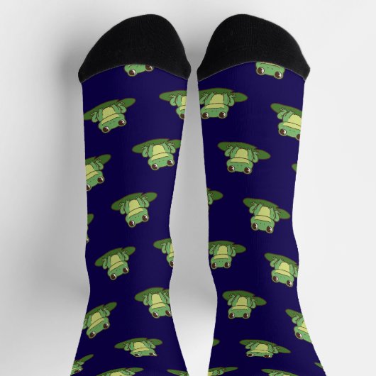 Cute Green Frog Pattern Socks ソックス (上部)