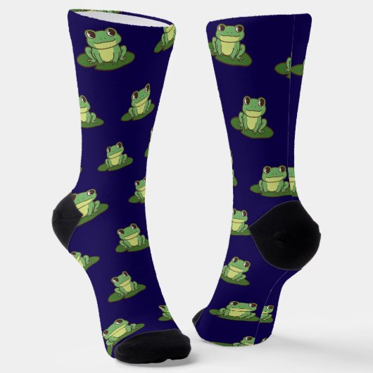 Cute Green Frog Pattern Socks ソックス (傾斜あり)