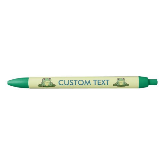 Cute Green Frog Personalized Pen 黒ボールペン (正面)