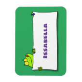 Cute green frog sign cartoon illustration マグネット (縦)