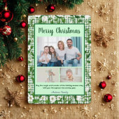 Cute Green Gingham Plaid 3 Photo Christmas シーズンカード
