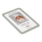 Cute Green Gingham Plaid Preppy Photo マグネット (右側)