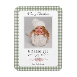 Cute Green Gingham Plaid Preppy Photo マグネット