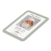 Cute Green Gingham Plaid Preppy Photo マグネット (左側)