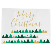Cute Green & Golden Woods Christmas Trees ラージペーパーバッグ (裏面)
