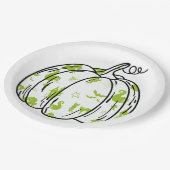 Cute Green Halloween Icons in Pumpkin ペーパープレート (アングル)
