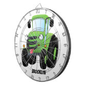 Cute green happy farm tractor cartoon illustration ダーツボード (正面右)