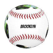 Cute green happy farm tractor cartoon illustration 野球ボール (正面)