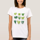 Cute Green Heart Faces  valentine day minimalist Tシャツ (正面)