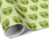 Cute Green Heart-Shaped Alien Head Pattern ラッピングペーパー (ロールコーナー)
