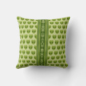 Cute Green Heart-Shaped Alien Your Name in Glyphs クッション (裏面)