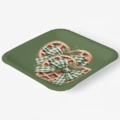 CUTE GREEN HOLIDAY CHRISTMAS PLAID THEME ペーパープレート (傾斜あり)