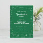 Cute Green Math Hand-Lettering Photo Graduation 招待状 (スタンド正面)