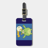 Cute Green Monster Halloween Boo ラゲッジタグ (正面縦)