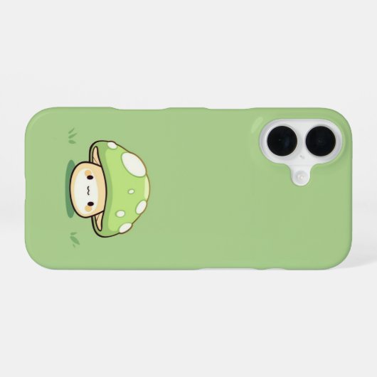 Cute Green Mushroom – Whimsical Nature iPhone Case iPhone 16ケース (裏面横)