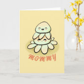 cute green octopus mother Card カード (黄色い花)