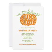 Cute Green Orange Trick or Treat Halloween Party