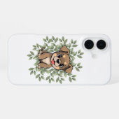 Cute Green Puppy Phone Case – Minimal NatureDesign iPhone 16ケース (裏面横)