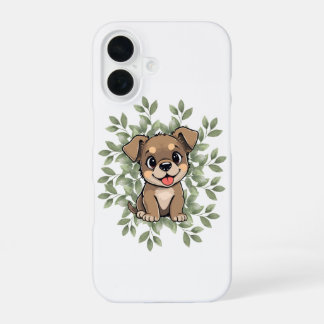 Cute Green Puppy Phone Case – Minimal NatureDesign iPhone 16ケース