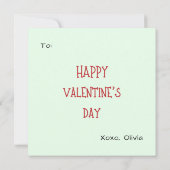 Cute Green Red Hearts Unicorn Kids Valentines Day ノートカード (裏面)