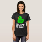 Cute Green Rubber Duck Lover Lucky Go Ducky Funny  Tシャツ (正面フル)