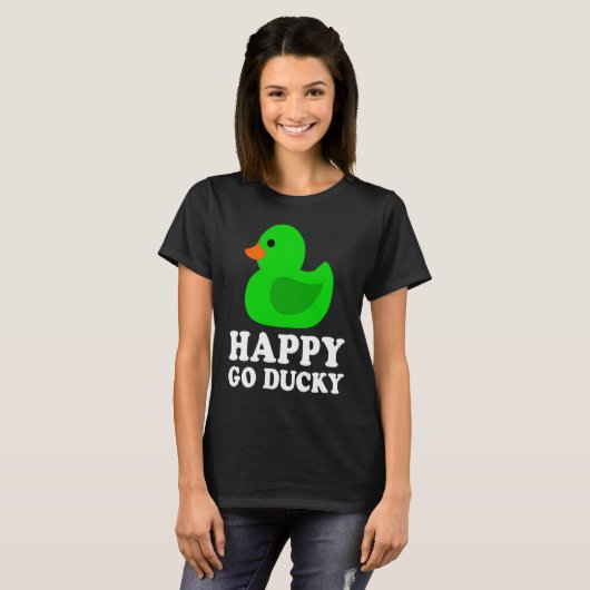 Cute Green Rubber Duck Lover Lucky Go Ducky Funny  Tシャツ (正面フル)