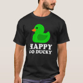 Cute Green Rubber Duck Lucky Go Ducky Pun  1 Tシャツ (正面)