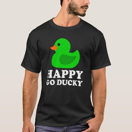 Cute Green Rubber Duck Lucky Go Ducky Pun  1 Tシャツ (正面)
