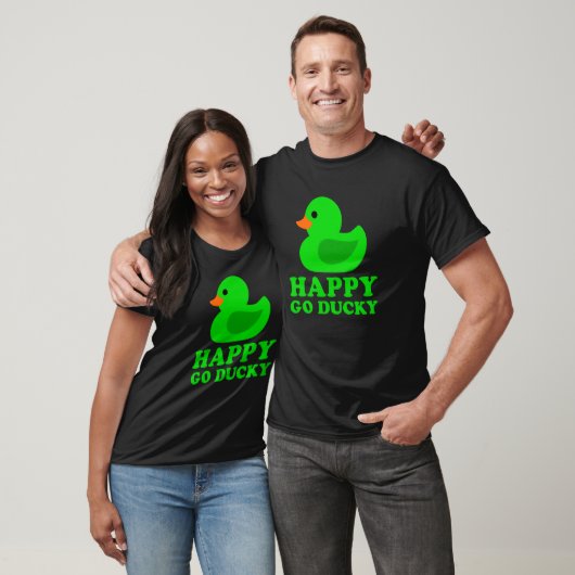 Cute Green Rubber Duck Lucky Go Ducky Pun Tシャツ (ユニセックス)