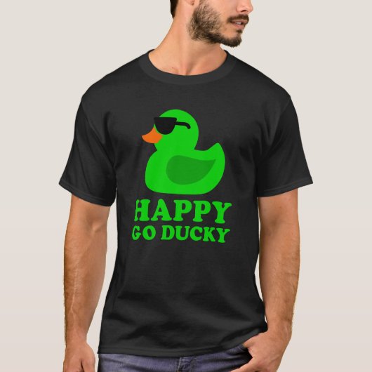 Cute Green Rubber Duck Sunglasses Lucky Go Ducky Tシャツ (正面)