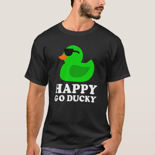 Cute Green Rubber Duck Sunglasses Lucky Go Ducky   Tシャツ (正面)