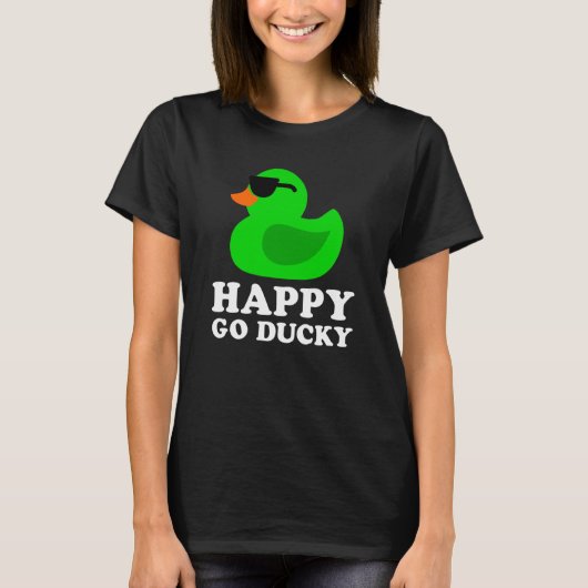 Cute Green Rubber Duck Sunglasses Lucky Go Ducky   Tシャツ (正面)