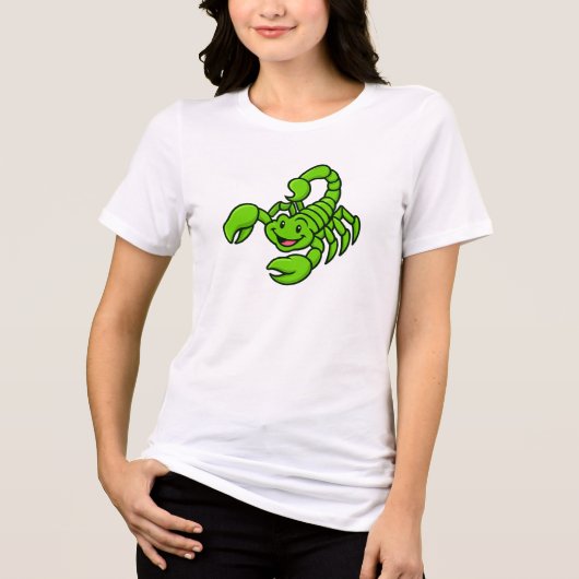 Cute Green Scorpion | Fun Cartoon Animal トライブレンドＴシャツ (正面)