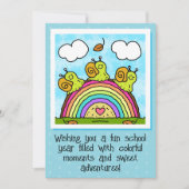 Cute Green Snails Rainbow Log Back To School カード (正面)
