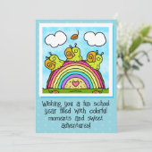 Cute Green Snails Rainbow Log Back To School カード (スタンド正面)