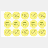 Cute green stick insects with happy faces cartoon ラベル (シート)