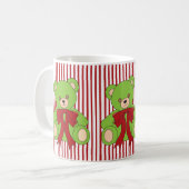 Cute Green Teddy Bear Christmas コーヒーマグカップ (正面左)