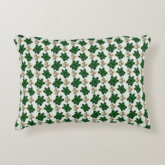 Cute Green Turtle Seamless Pattern | turtle  アクセントクッション (正面)