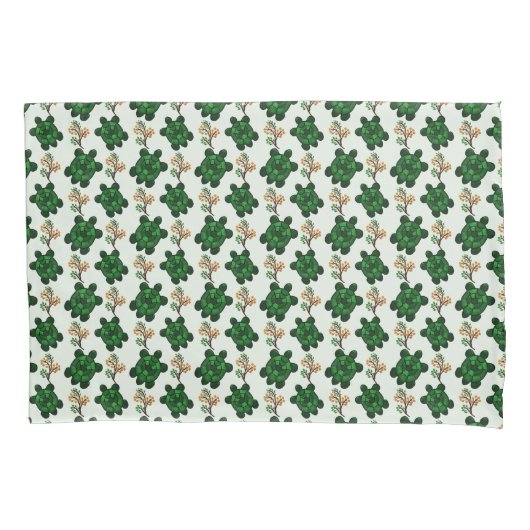 Cute Green Turtle Seamless Pattern | turtle  枕カバー (正面)