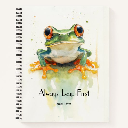  Cute Green Watercolor Tree Frog, custom  ノートブック (正面)