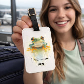  Cute Green Watercolor Tree Frog, custom  ラゲッジタグ
