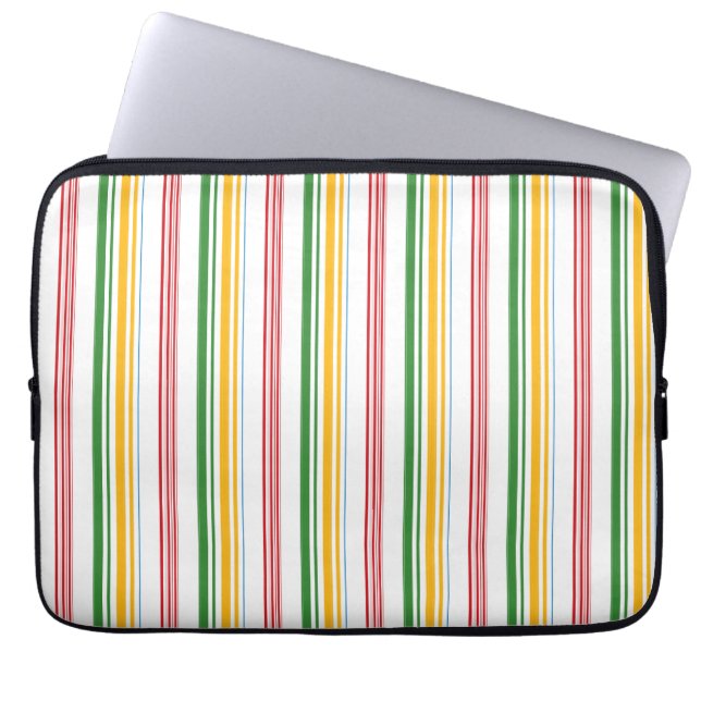 Cute green yellow stripes ラップトップスリーブ (正面)