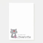 Cute grey cartoon cat name ポストイット (正面)