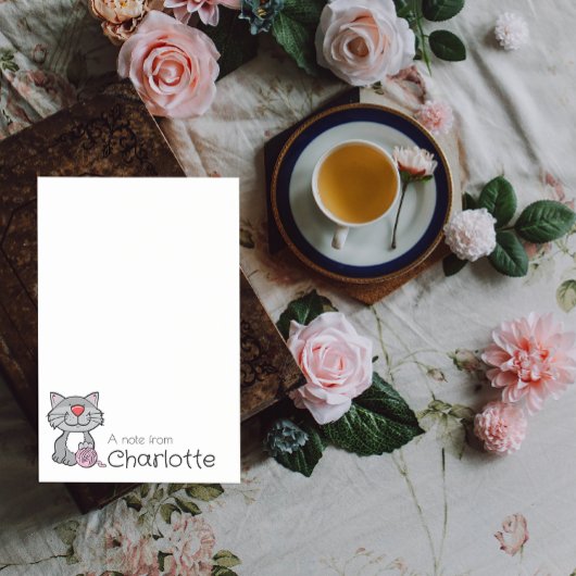 Cute grey cartoon cat name ポストイット