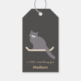 Cute Grey Cat Gift Tag with Cat Furniture Design ギフトタグ